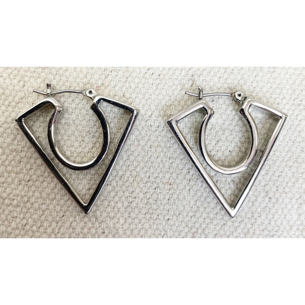 Silver Triangle Dangle Earrings